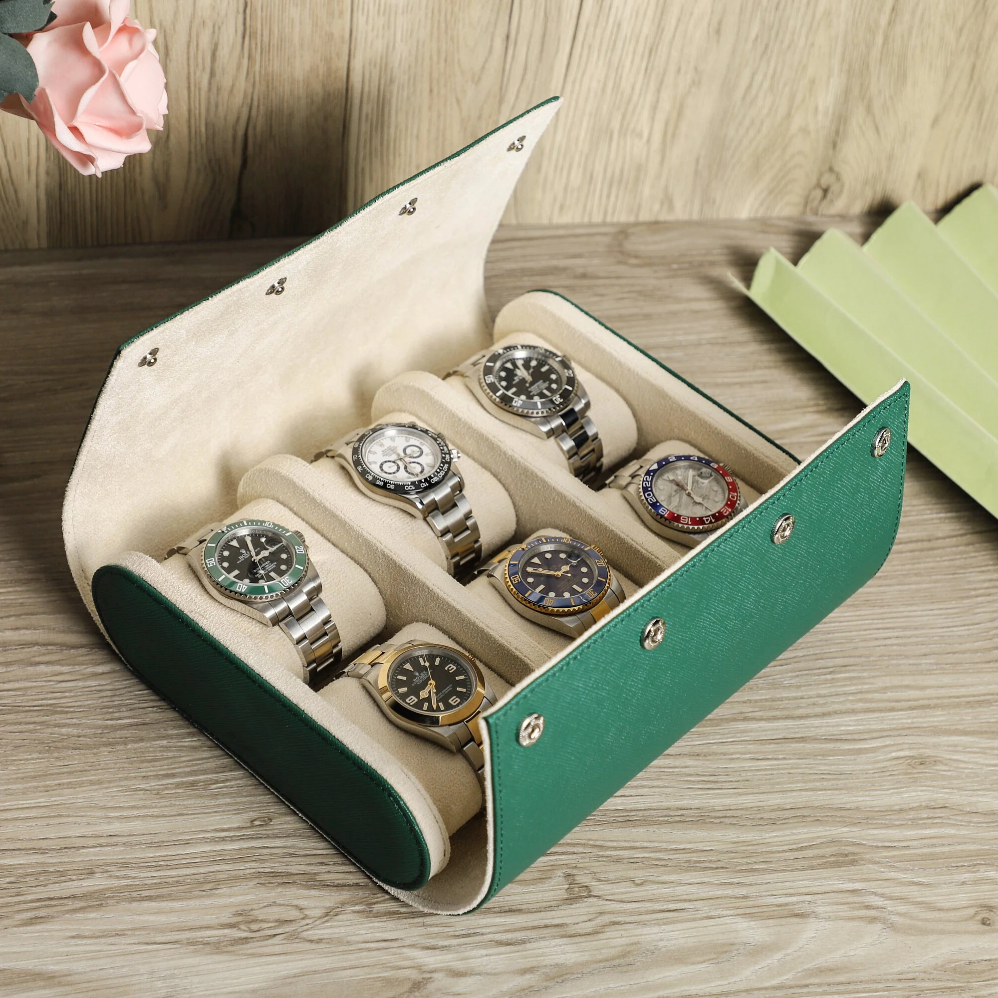 bolsa de rolo de relógio de couro