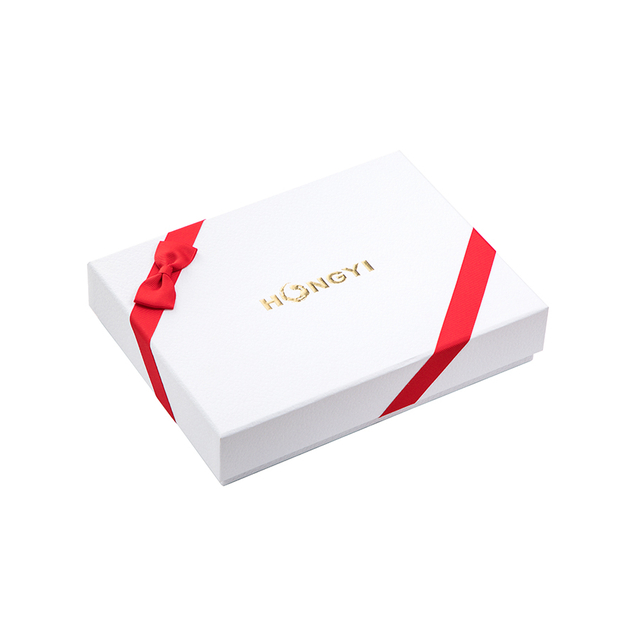 Caixa de presente de papelão de luxo personalizada com laço vermelho